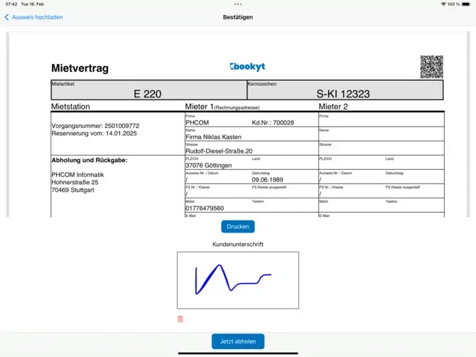 Aktivierung der digitalen Unterschrift in der App