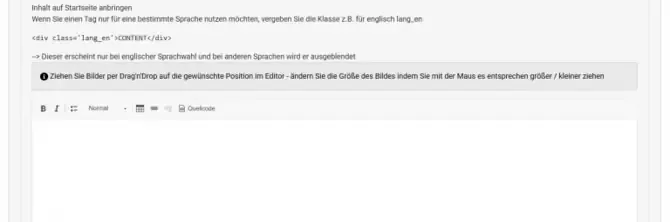 Homepage notice text instructions