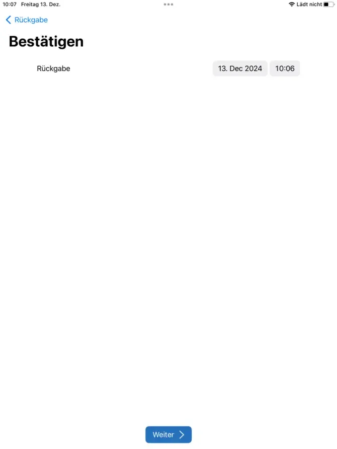 App Return Time and Date Entry