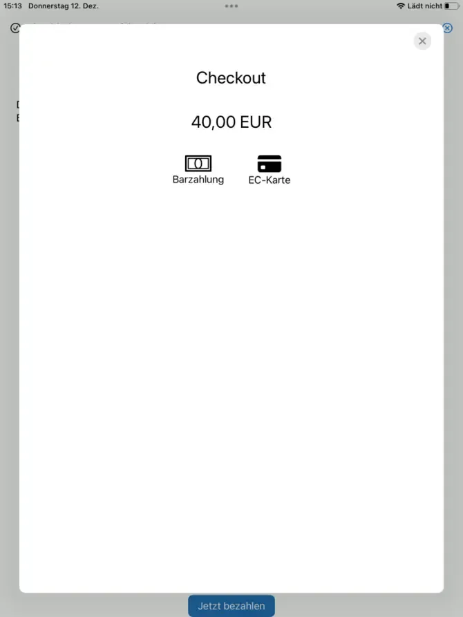Checkout Auswahl der Zahlungsmethode