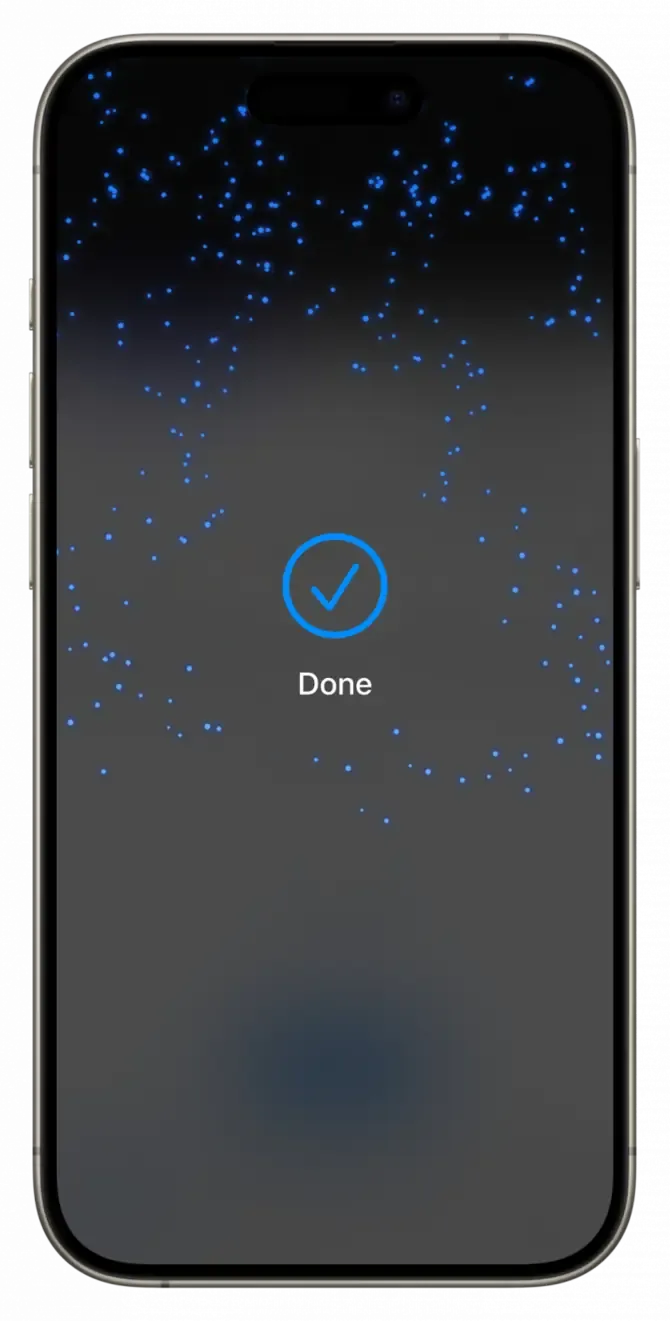 Success message for Tap to Pay