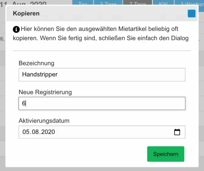 Mietartikel kopieren