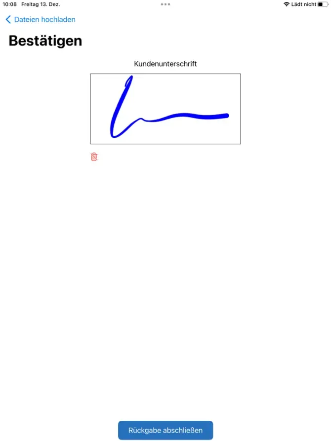 Pickup Signature in the App