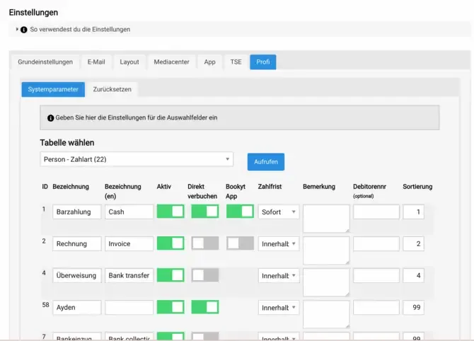 Manage payment options in the app